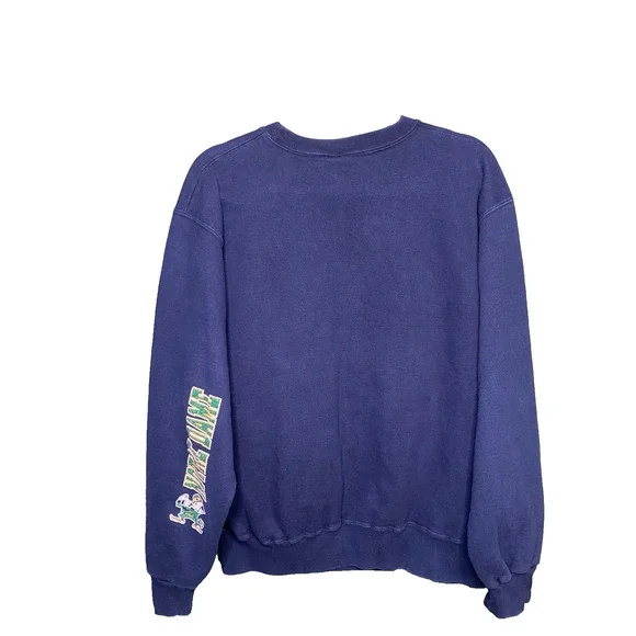 VINTAGE Notre Dame Champion Crew Neck Mens XL Navy Blue Classic College Popover - Picture 2 of 10